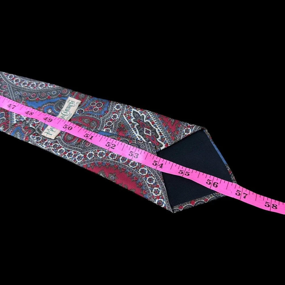 Mallory & Church London Mens Silk Tie Red Blue Paisley Medallion Formal Necktie